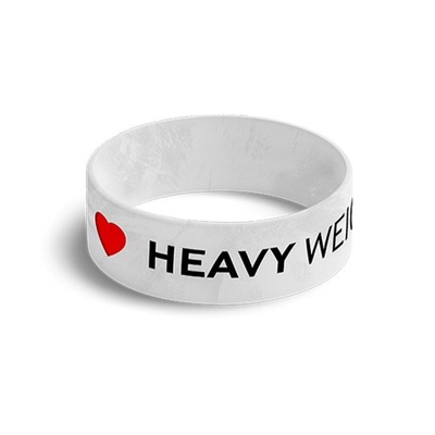 TREC OPASKA SILIKONOWA BRANSOLETA NAPIS I LOVE HEAVY WEIGHTS BIAŁA