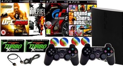 KONSOLA PS3 SLIM 320GB 2 NOWE PADY GRY GTA GRAN TURISMO 5 V PEŁNY KOMPLET