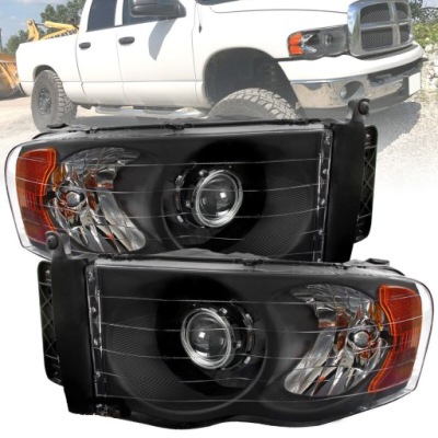 Фари перед чорні dodge ram 1500 2500 3500 pickup 02-05 фото №1
