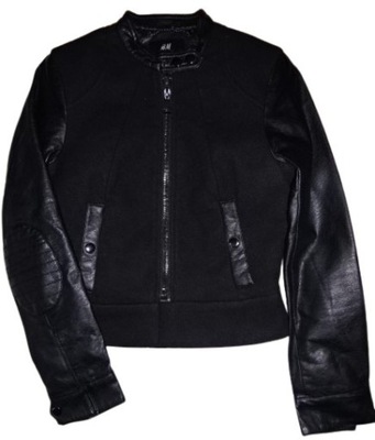 H&M biker ekoskóra rękawy zamek łaty r.34