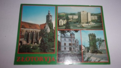 pocztówka Złotoryja kościół ratusz baszta 80-te