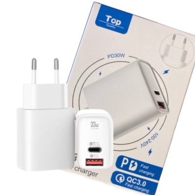 SZYBKA ŁADOWARKA SIECIOWA IBD USB USB-C QC3.0 33W