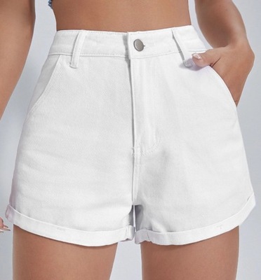 SHEIN SPODENKI JEANSOWE BIAŁE NA CO DZIEŃ 38 VXD