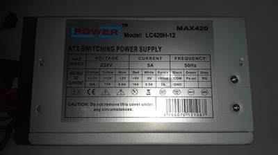 Zasilacz LC-POWER LC420H-12 V1.3 uszkodzony