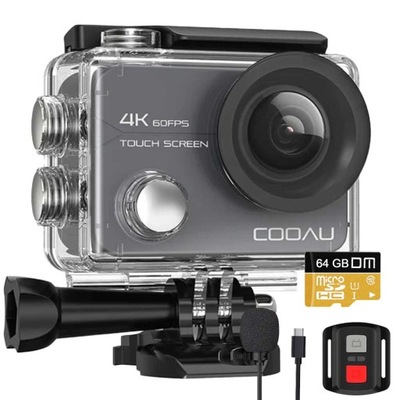 SPORTOWA KAMERA 4K 20MP 8xZoom ULTRA HD WIFI MIKROFON AKCESORIA ZESTAW 64GB