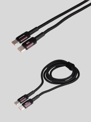 WAYME Kabel USB-C - USB-C 100 cm w oplocie z mikrofibry – 100W – fioletowy