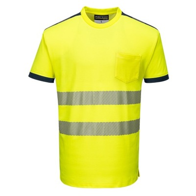 T-Shirt ostrzegawczy PW3 PORTWEST Żółty Granat XL