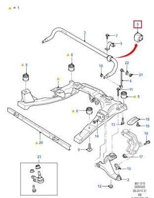 MOVA SKERSINIO STABILIZATORIAUS PRIEK. FORD MONDEO MK3 