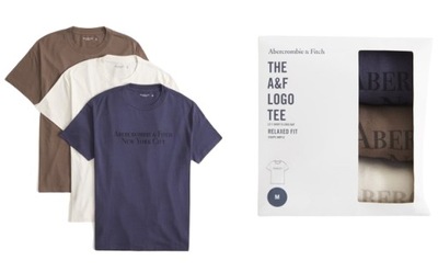 3x t-shirt Abercrombie&Fitch koszulka L / XL 3PAK 3-pack