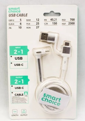 KABEL USB/USB-C 2X1 KOŃCÓWKI USB-C/KABEL USB