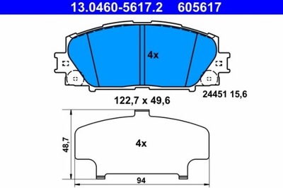 ZAPATAS DE FRENADO TOYOTA PARTE DELANTERA PRIUS 1,8 08- 13.0460-5617.2  