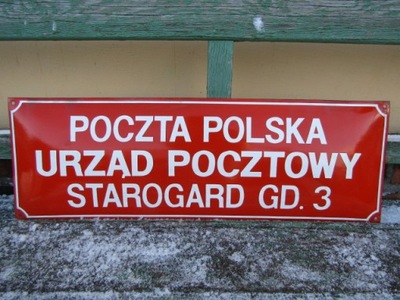 EMALIOWANY SZYLD POCZTA POLSKA STAROGARD GD