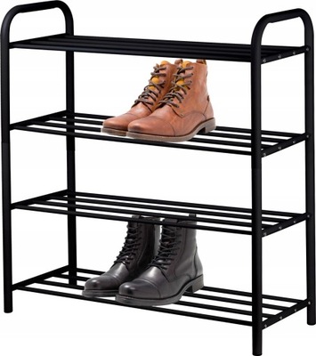 Metalowa półka stojak regał szafka na buty obuwie czarna duża 4 półki