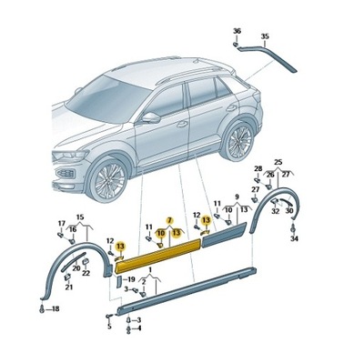 Накладка дверь правый перед vw t-roc oe: 2ga854940afryp фото №1