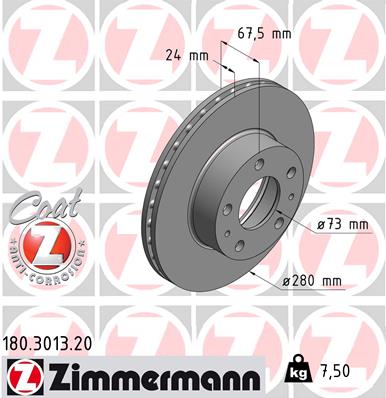 ZIMMERMANN 180.3013.20 ДИСК ТОРМОЗНОЙ