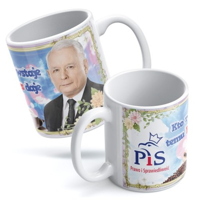 Kubek Prezes Kaczyński PiS Kto rano wstaje