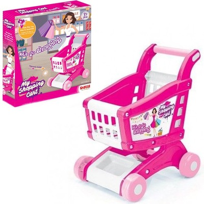 Koszyk na zakupy różowy plastikowy wózek sklepowy mini dziecięcy