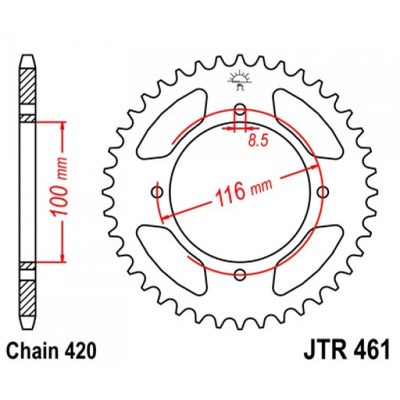 PINION GEAR REAR JT 50-ZEBOW KAWASAKI KX 80 1986-2000  