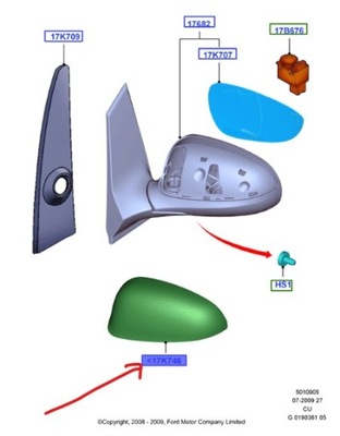 Корпус зеркало правая red flame ford ka mk2 фото №1