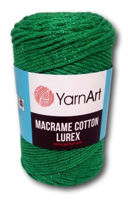 YarnArt MACRAME COTTON LUREX sznurek zielony 728