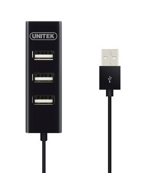 Unitek, Hub 4x USB 2.0, Y-2140, czarny