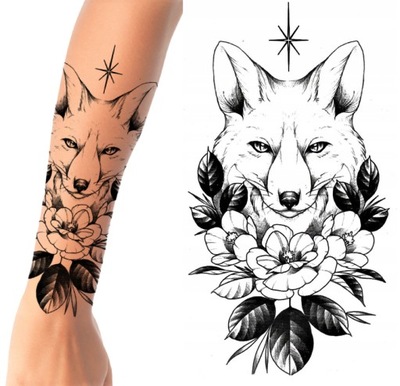 Tatuaż wodny tymczasowy lis nov