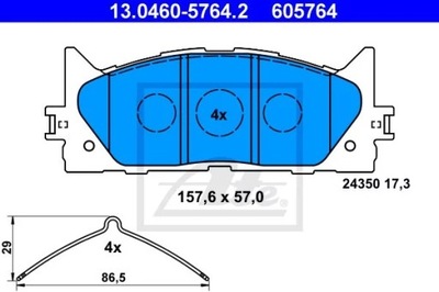 ATE 13.0460-5764.2 JUEGO ZAPATAS HAMULCOWYCH, FRENOS TARCZOWE  