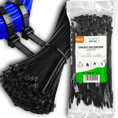 OPASKI TRYTKI ZACISKOWE DE CABLES UV NEGRAS 2,5X200  