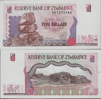 Zimbabwe 1997 - 5 Dollars Pick 5 UNC