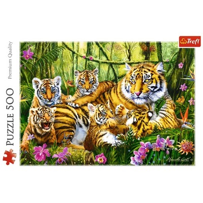 Puzzle Trefl 500el. Rodzina Tygrysów 37350