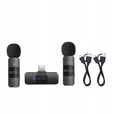 Mini Bezprzewodowy Mikrofon Klapowy BOYA BY-V20 USB C 2szt + Odbiornik