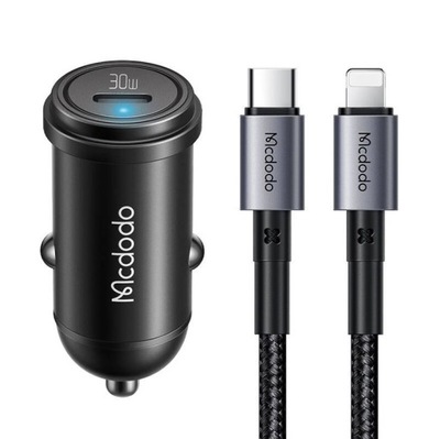 DISPOSITIVO DE CARGA DE AUTOMÓVIL MCDODO CC-7492 USB-C, 30W + CABLE USB-C / LIGHTNING (  