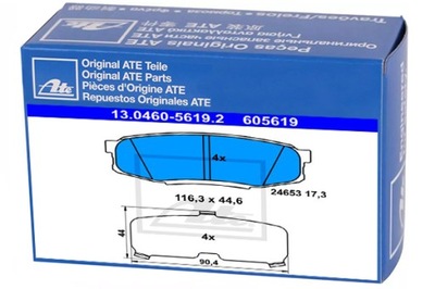 Ate 13.0460-5619.2 набор тормозных колодок тормозных, тормоза дисковые фото №1