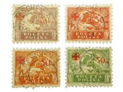 POLSKA Fi 121-124 1921 Wydanie przedrukowane PCK