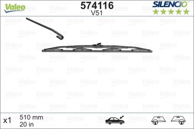 V 574116 WIPER WIPER BLADES SILENCIO V51/U51 510MM  