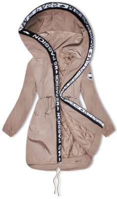 CIENKA KURTKA Z KAPTUREM 1811-1 BEŻ 48