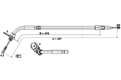 ATE CABLE FRENOS DE MANO PARTE TRASERA L (587MM) MERCEDES  