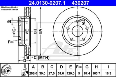 ДИСК ТОРМОЗНОЙ ПЕРЕДНЯЯ OPEL INSIGNIA 08- K.16 24.0130-0207.1 ATE ATE