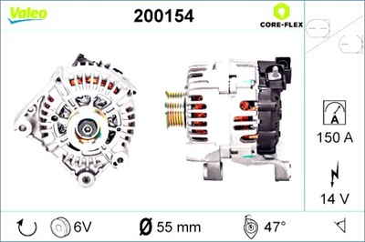 VALEO ALTERNADOR VALEO TRUCK 200154 BMW 1 E87 3 E90 3 E91 3 E92 3 E93  