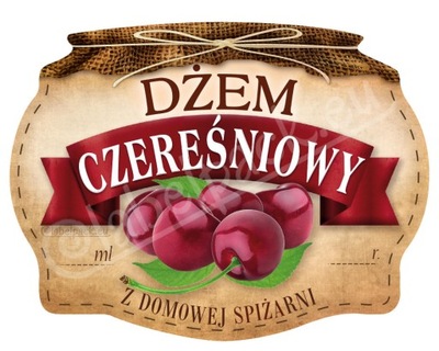 DŻEM CZEREŚNIOWY - Etykieta, naklejka 10x