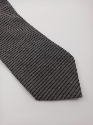 Włoski szary wełniany krawat w paski