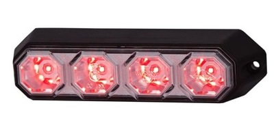 ФАРА ОТРАЖАТЕЛЬНАЯ ПРЕДУПРЕЖДАЮЩАЯ ДИОДНАЯ 12/24 V КРАСНАЯ 4 LED (СВЕТОДИОД ) 3,5 W HORPOL