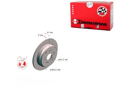 Zimmermann гальмівні диски гальмівні 2szt honda cr-v ii 02- фото №1
