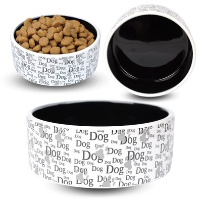 Ceramiczna miska dla psa, miski na jedzenie i picie z napisami 19,5 x 7,5cm