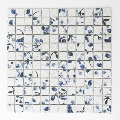 Mozaika-plaster: AL 8672, kostka, biały, niebieski, połysk
