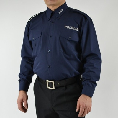 Koszula Służbowa Granatowa Długi Rękaw POLICJA 2XL