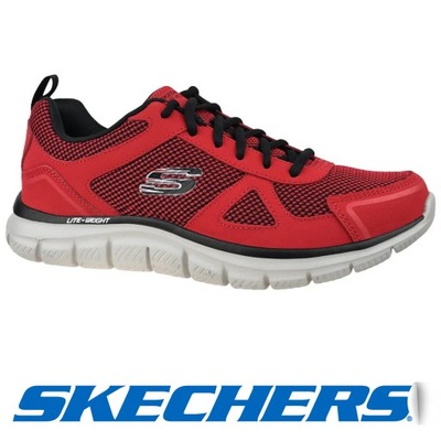 Buty Męskie Skechers Treningowe Track CZERWONE WYGODNA WKŁADKA 41