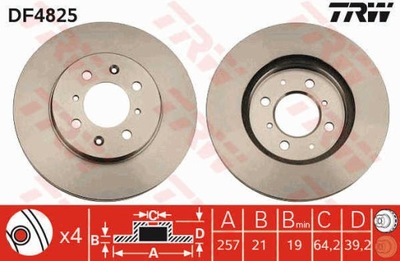 DISCOS DE FRENADO PARTE DELANTERA TRW DF4825  