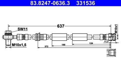 ПАТРУБОК HAM. ELAST. AUDI P. A3/Q2/Q3/TT 10-25 ATE 83.8247-0636.3