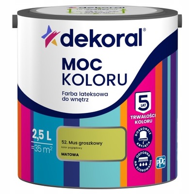 DEKORAL FARBA LATEKSOWA MOC KOLORU MUS GROSZKOWY 2,5L